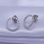 0.40 Carat Round Lab Created Moissanite Circle Stud Earrings In 925 Sterling Silver
