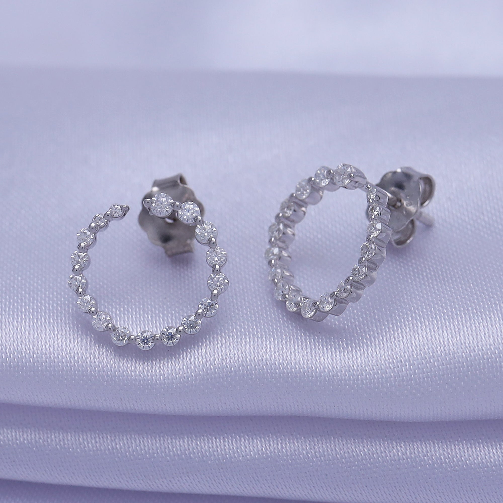 0.40 Carat Round Lab Created Moissanite Circle Stud Earrings In 925 Sterling Silver