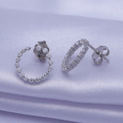 0.40 Carat Round Lab Created Moissanite Circle Stud Earrings In 925 Sterling Silver
