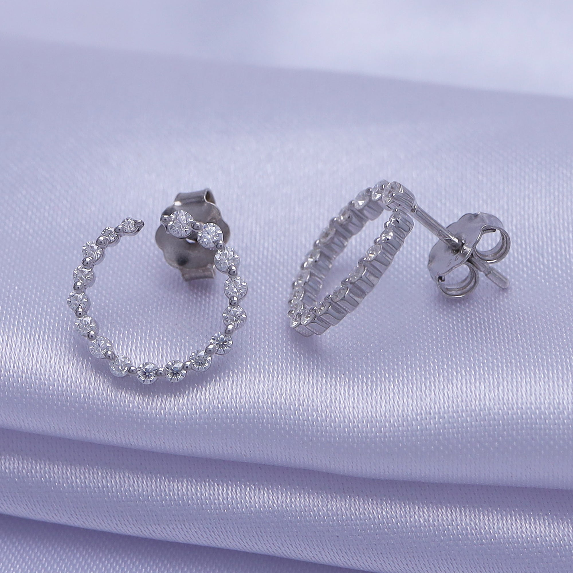 0.40 Carat Round Lab Created Moissanite Circle Stud Earrings In 925 Sterling Silver