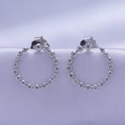 0.40 Carat Round Lab Created Moissanite Circle Stud Earrings In 925 Sterling Silver