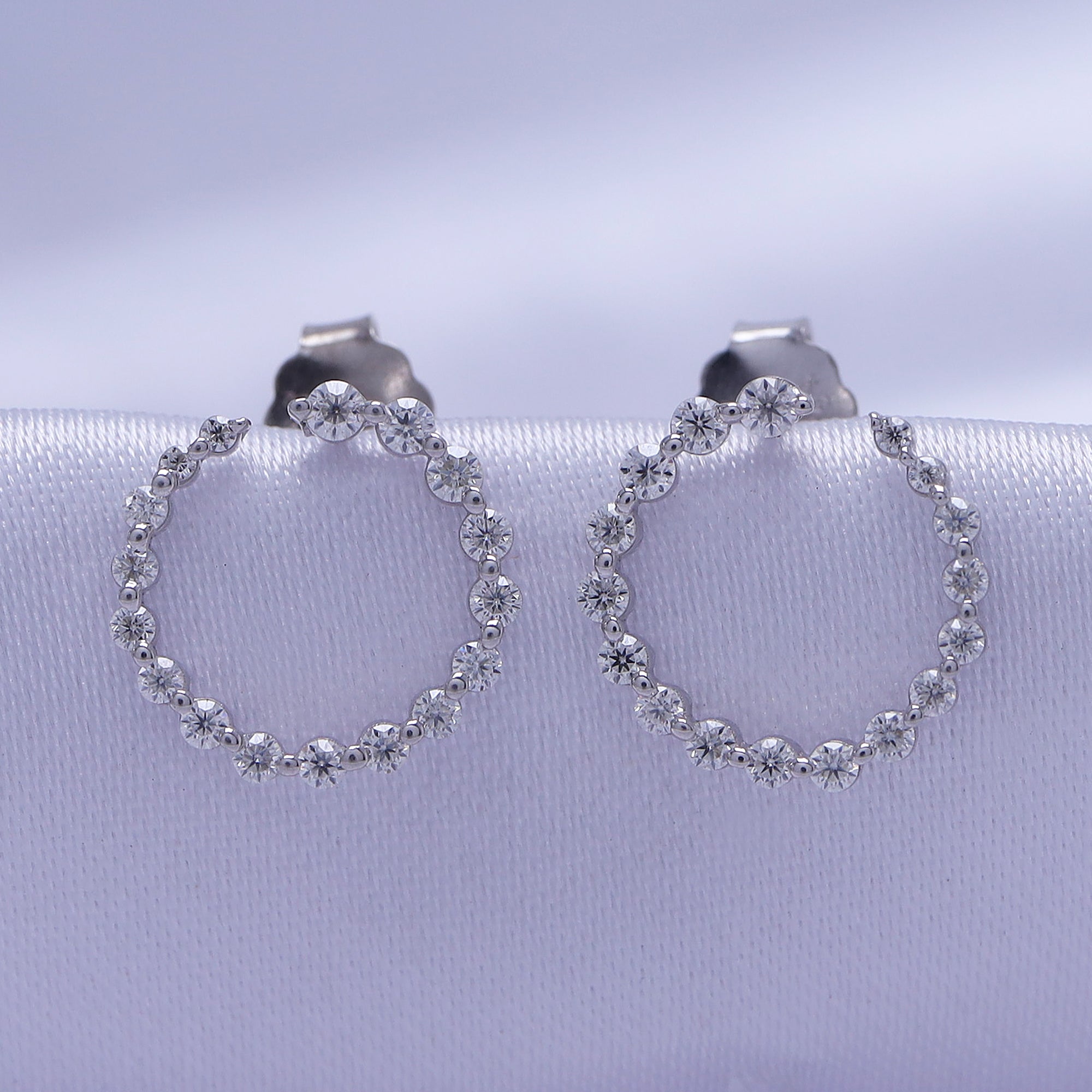 0.40 Carat Round Lab Created Moissanite Circle Stud Earrings In 925 Sterling Silver