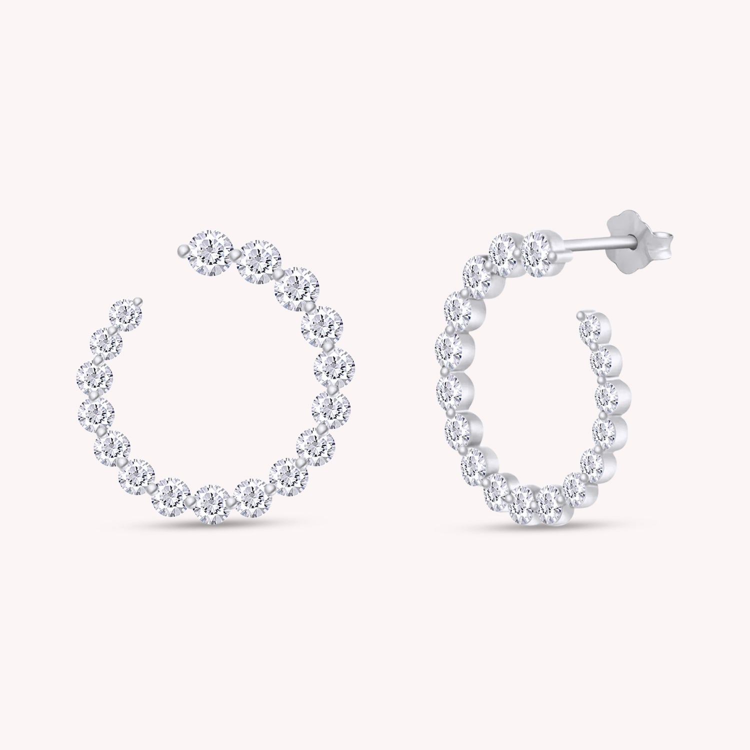 0.40 Carat Round Lab Created Moissanite Circle Stud Earrings In 925 Sterling Silver