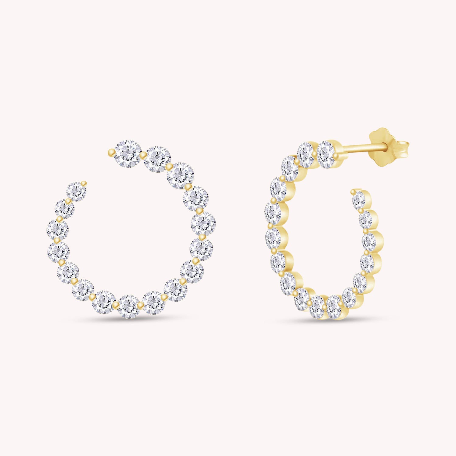 0.40 Carat Round Lab Created Moissanite Circle Stud Earrings In 925 Sterling Silver