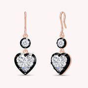 Lab Created Moissanite Two Tone Heart & Round Shaped Hanging Drop Earrings