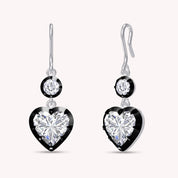 Lab Created Moissanite Two Tone Heart & Round Shaped Hanging Drop Earrings