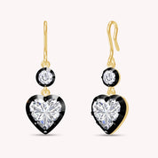 Lab Created Moissanite Two Tone Heart & Round Shaped Hanging Drop Earrings