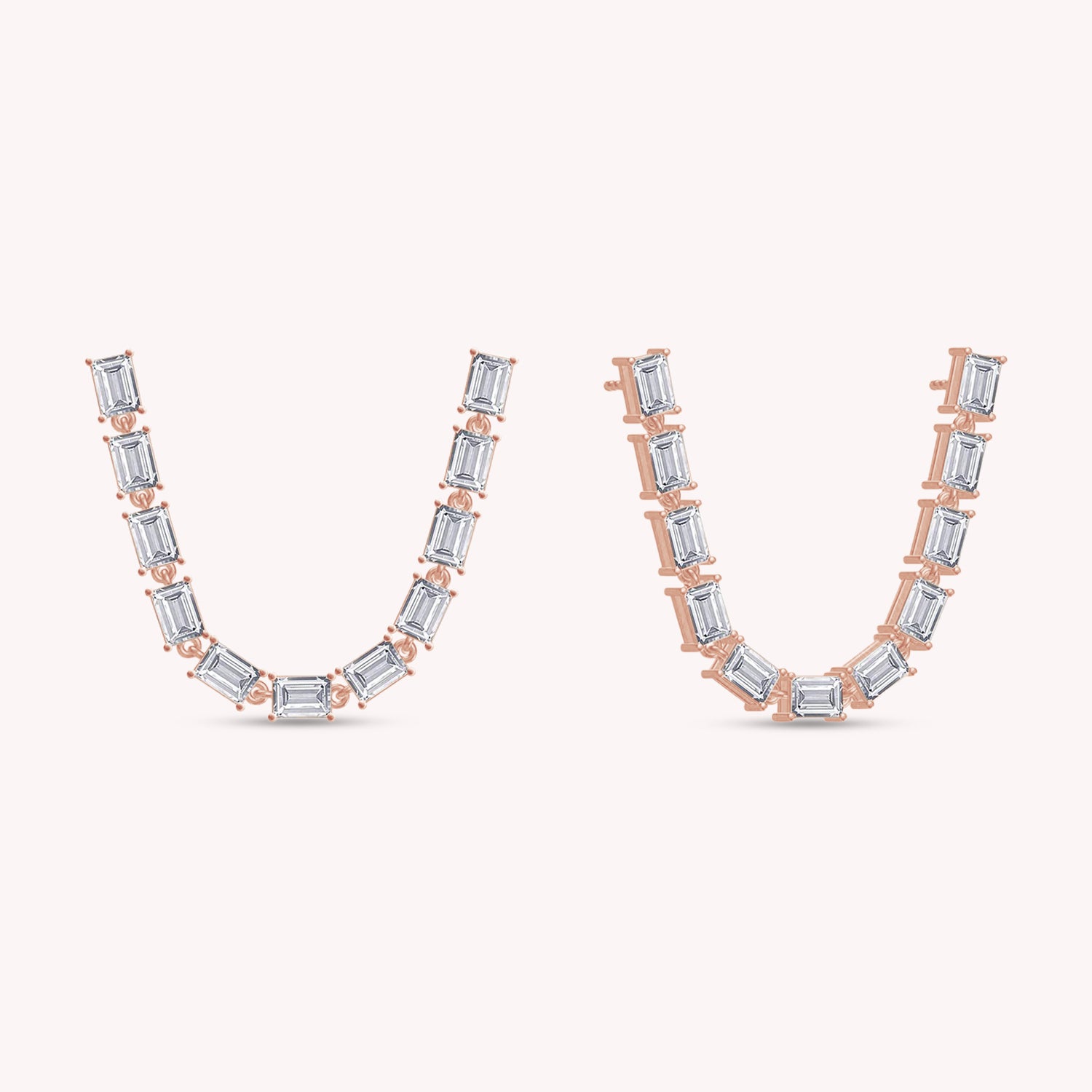 Baguette Shape Versatile Lab Created Moissanite Earrings Lobe or Helix Style