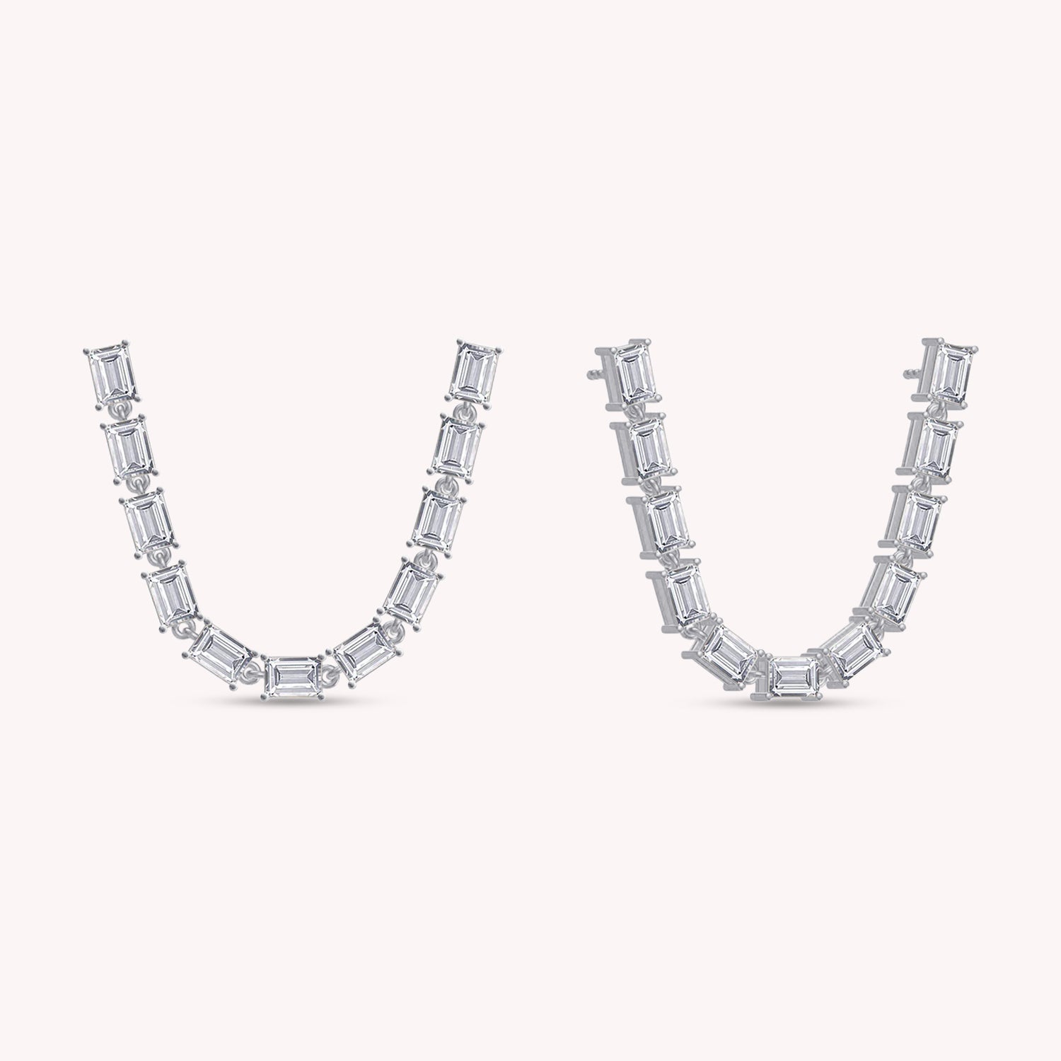 Baguette Shape Versatile Lab Created Moissanite Earrings Lobe or Helix Style