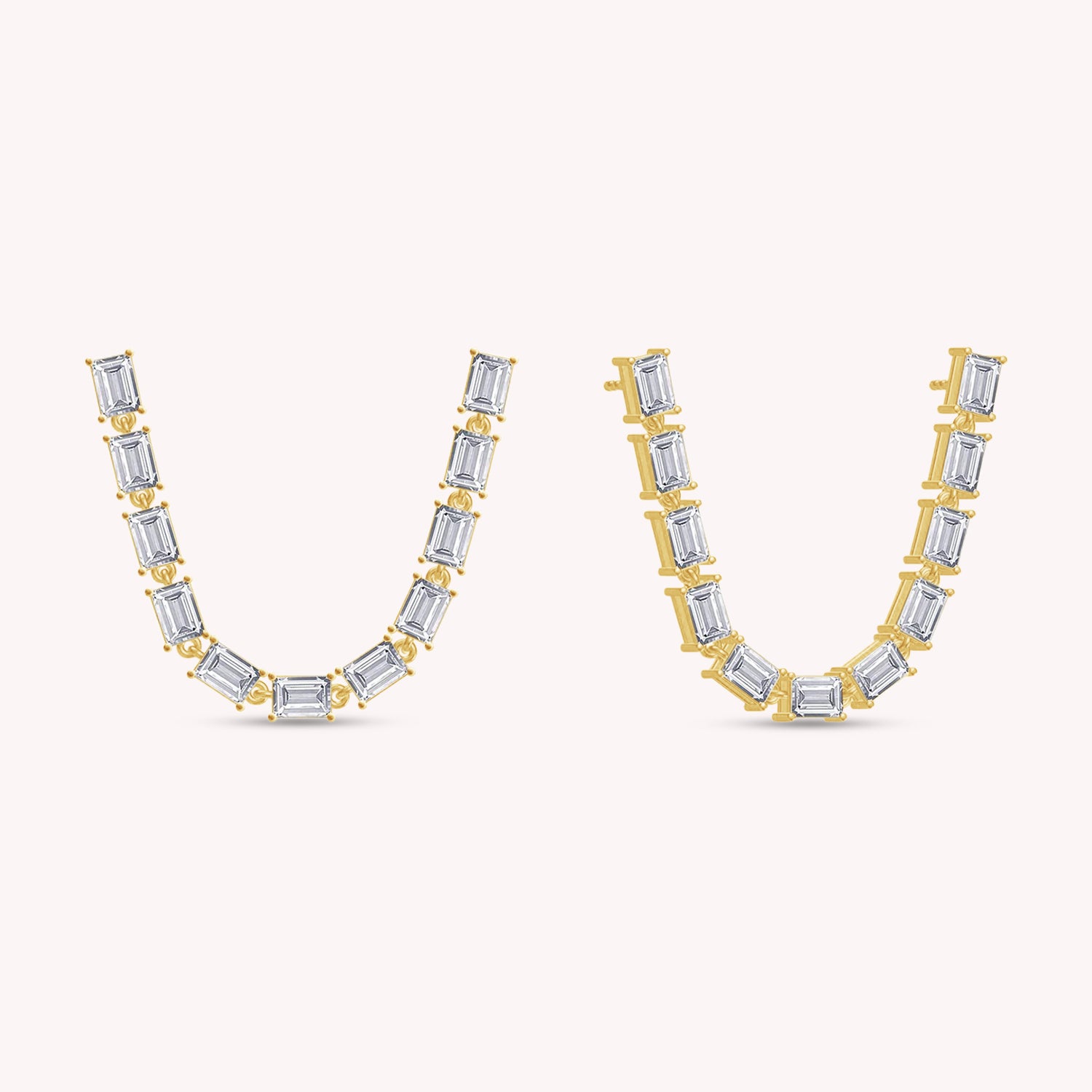 Baguette Shape Versatile Lab Created Moissanite Earrings Lobe or Helix Style