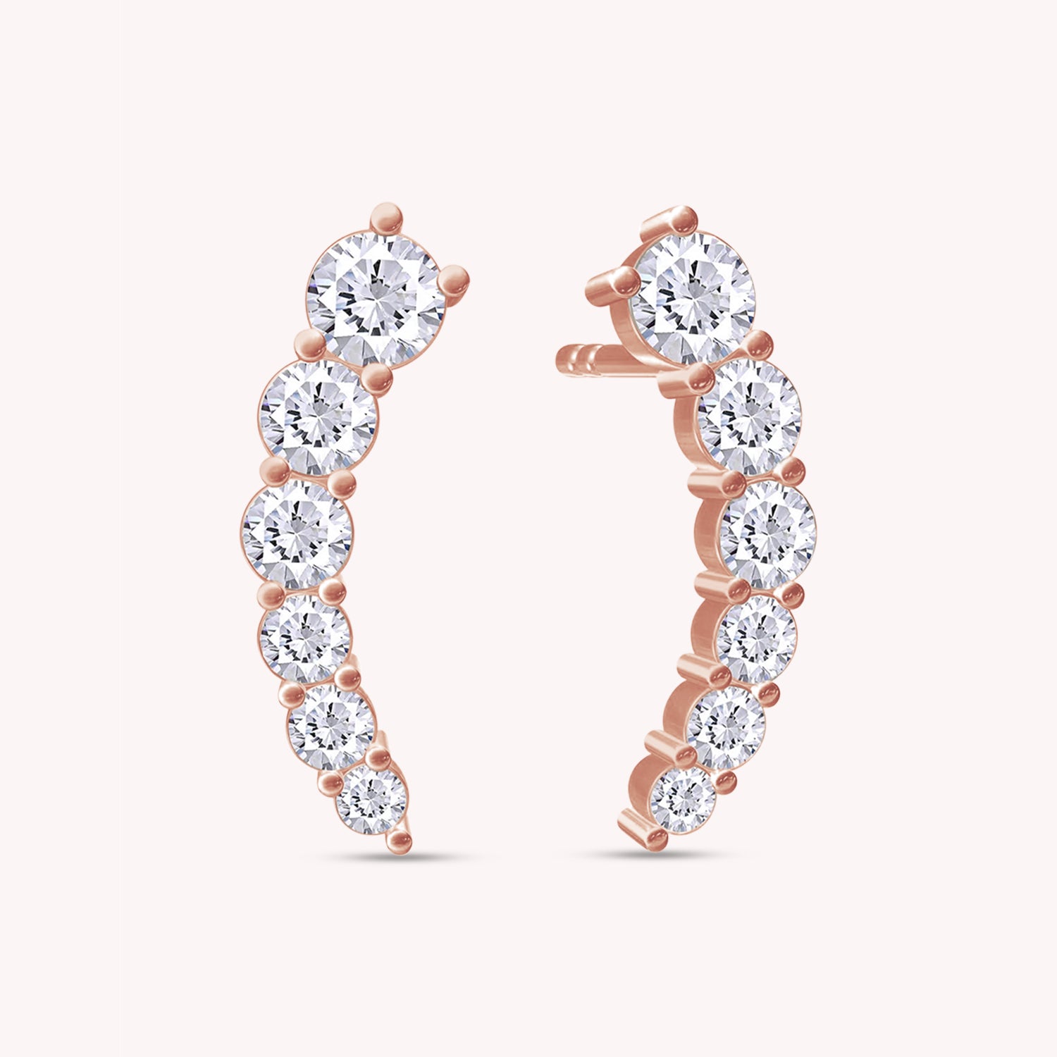 Ear Climber Stud Earrings In Lab Created Moissanite