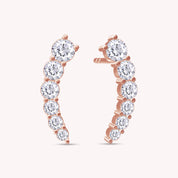 Ear Climber Stud Earrings In Lab Created Moissanite