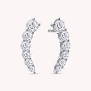 Ear Climber Stud Earrings In Lab Created Moissanite