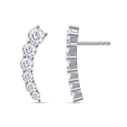 Ear Climber Stud Earrings In Lab Created Moissanite