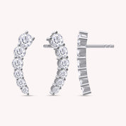 Ear Climber Stud Earrings In Lab Created Moissanite
