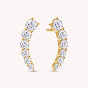 Ear Climber Stud Earrings In Lab Created Moissanite