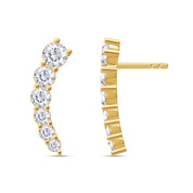 Ear Climber Stud Earrings In Lab Created Moissanite