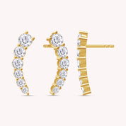 Ear Climber Stud Earrings In Lab Created Moissanite