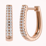 Double Row Huggie Lab Grown Diamond Hoop Earrings