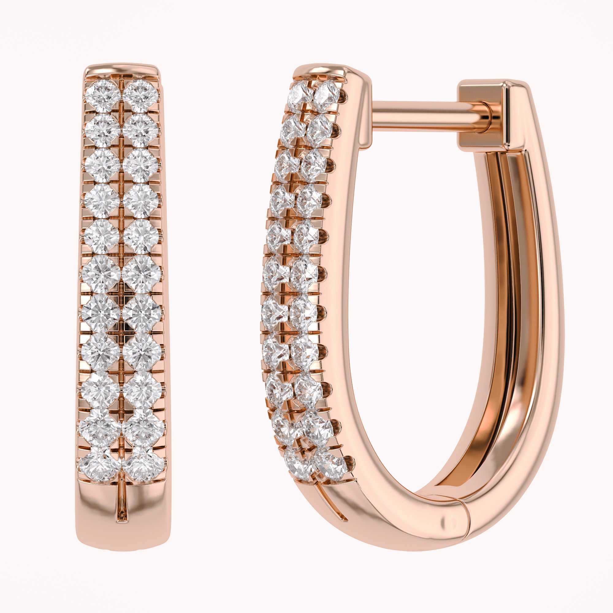 Double Row Huggie Lab Grown Diamond Hoop Earrings