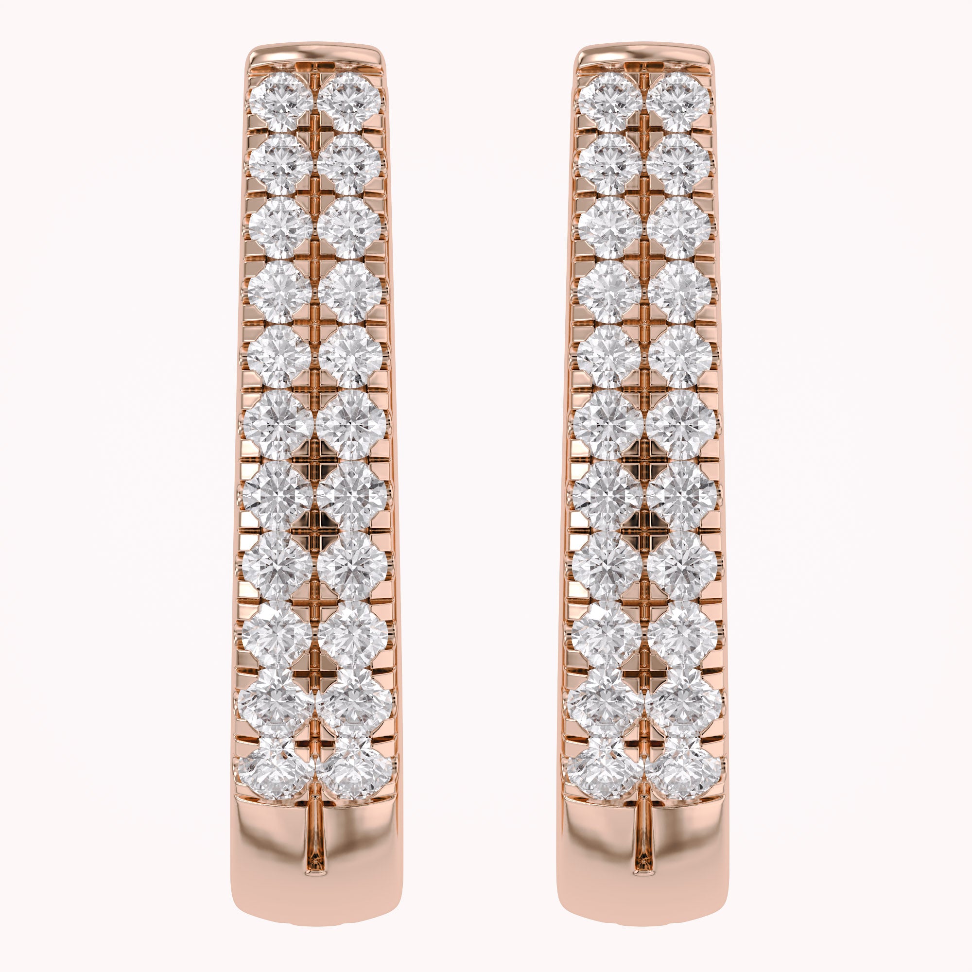 Double Row Huggie Lab Grown Diamond Hoop Earrings