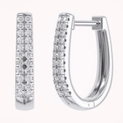 Double Row Huggie Lab Grown Diamond Hoop Earrings