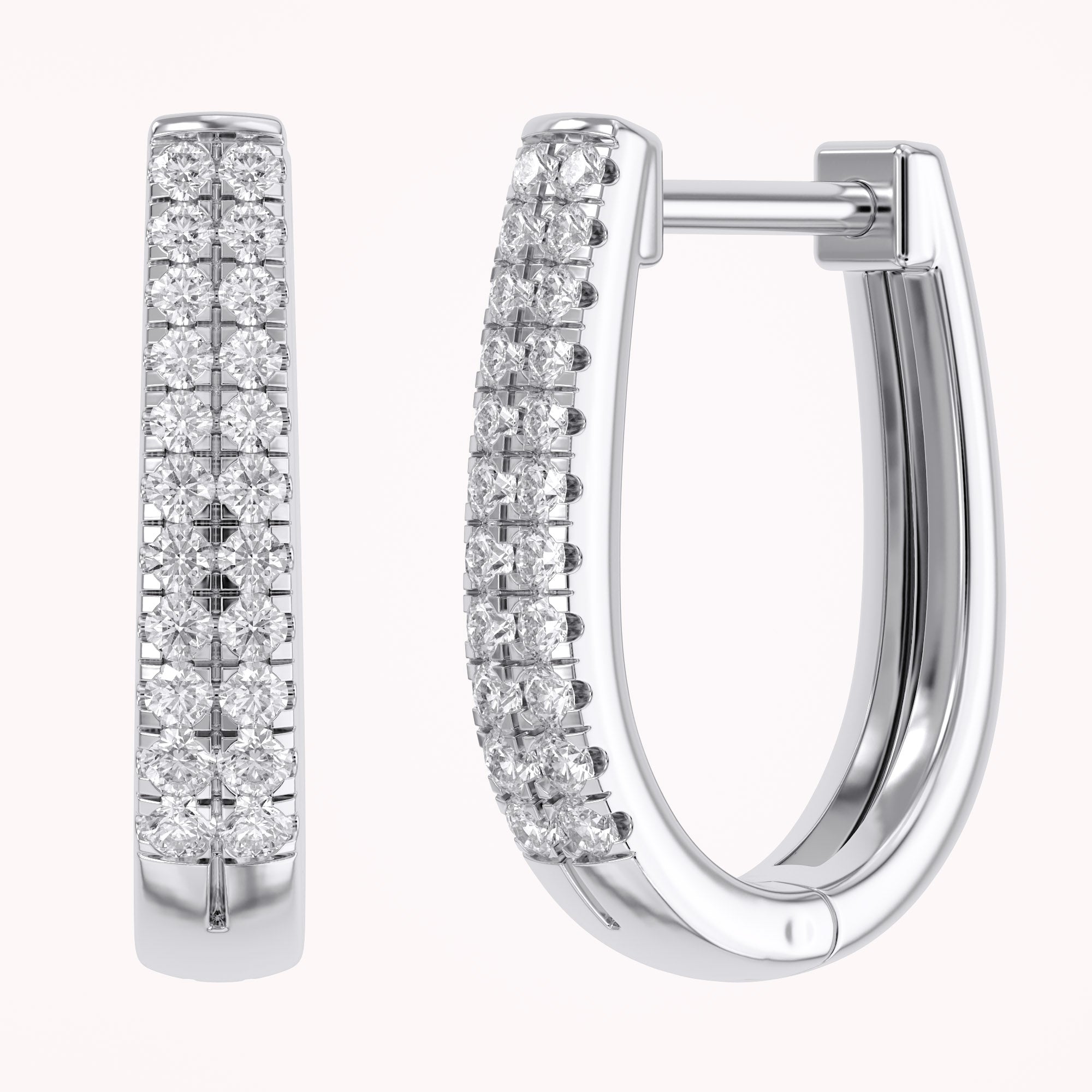 Double Row Huggie Lab Grown Diamond Hoop Earrings