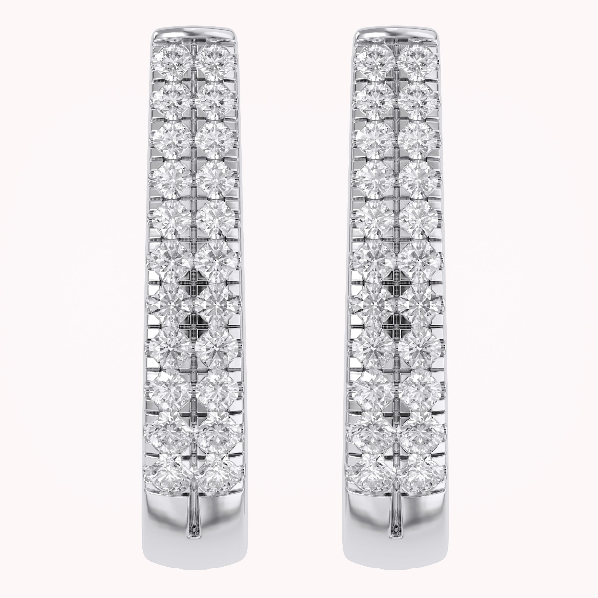 Double Row Huggie Lab Grown Diamond Hoop Earrings