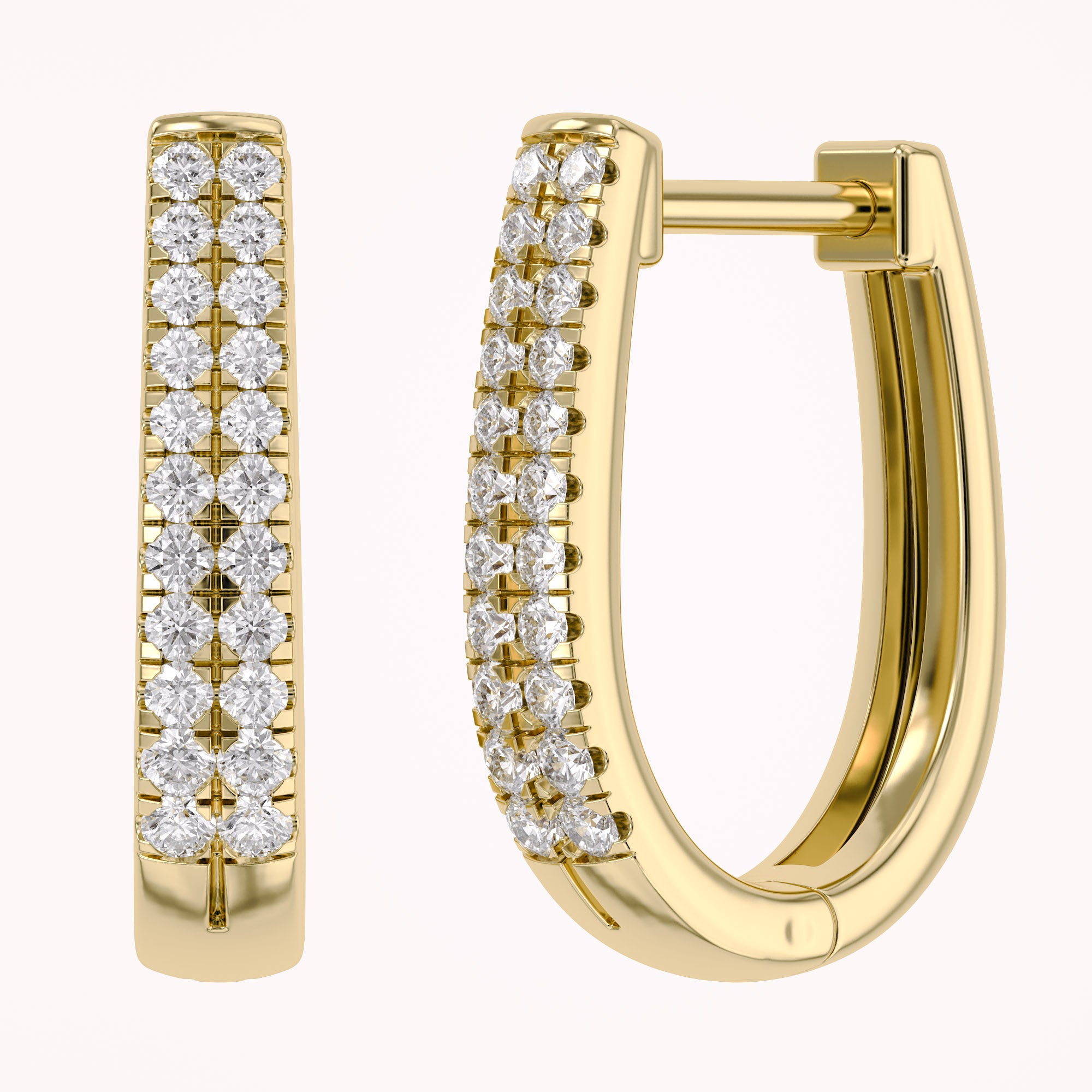 Double Row Huggie Lab Grown Diamond Hoop Earrings