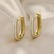 Double Row Huggie Lab Grown Diamond Hoop Earrings
