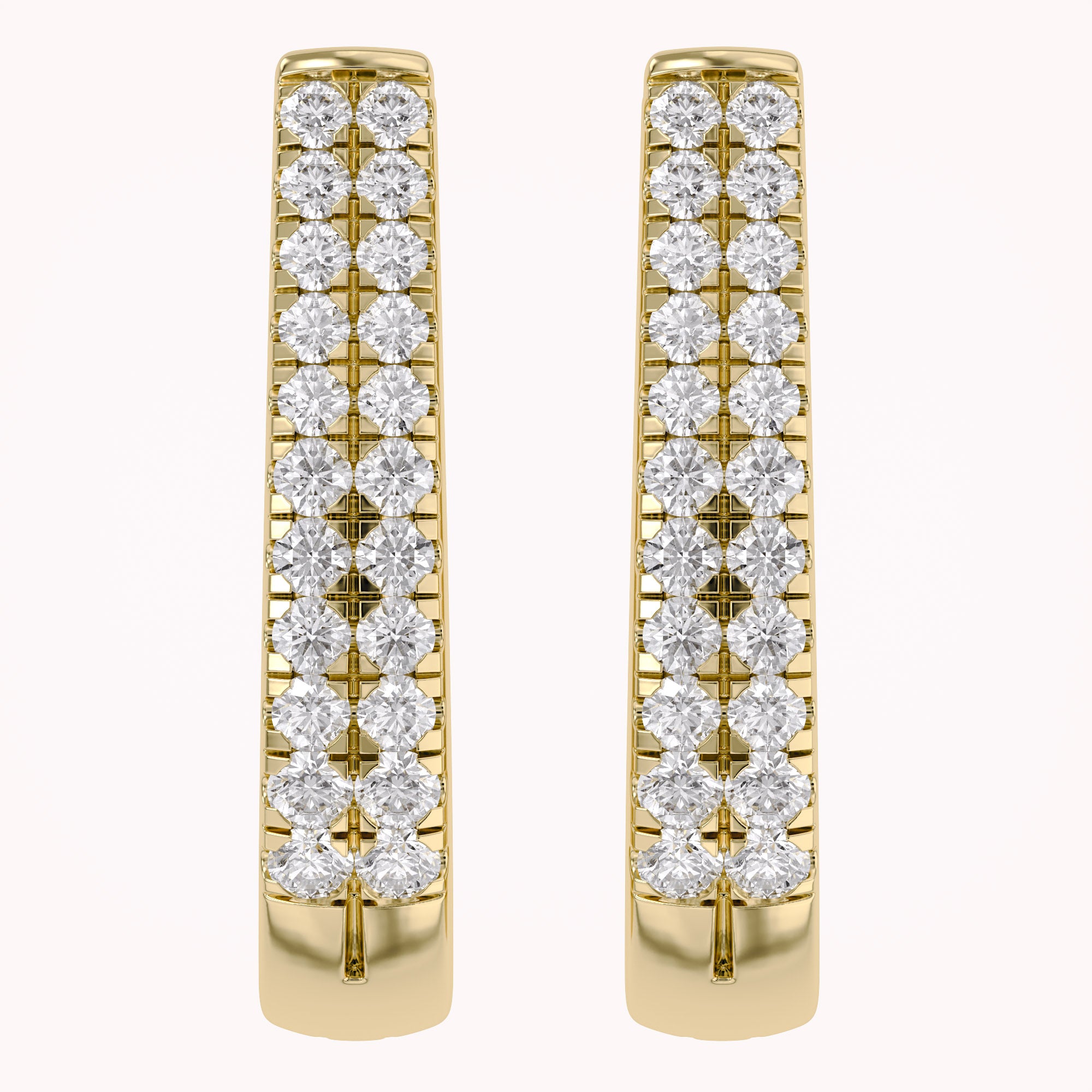 Double Row Huggie Lab Grown Diamond Hoop Earrings