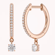0.25 CTT  Round Lab Grown Diamond Dangle Drop Huggie Hoop Earrings