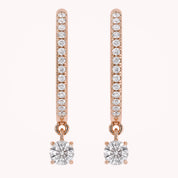 0.25 CTT  Round Lab Grown Diamond Dangle Drop Huggie Hoop Earrings