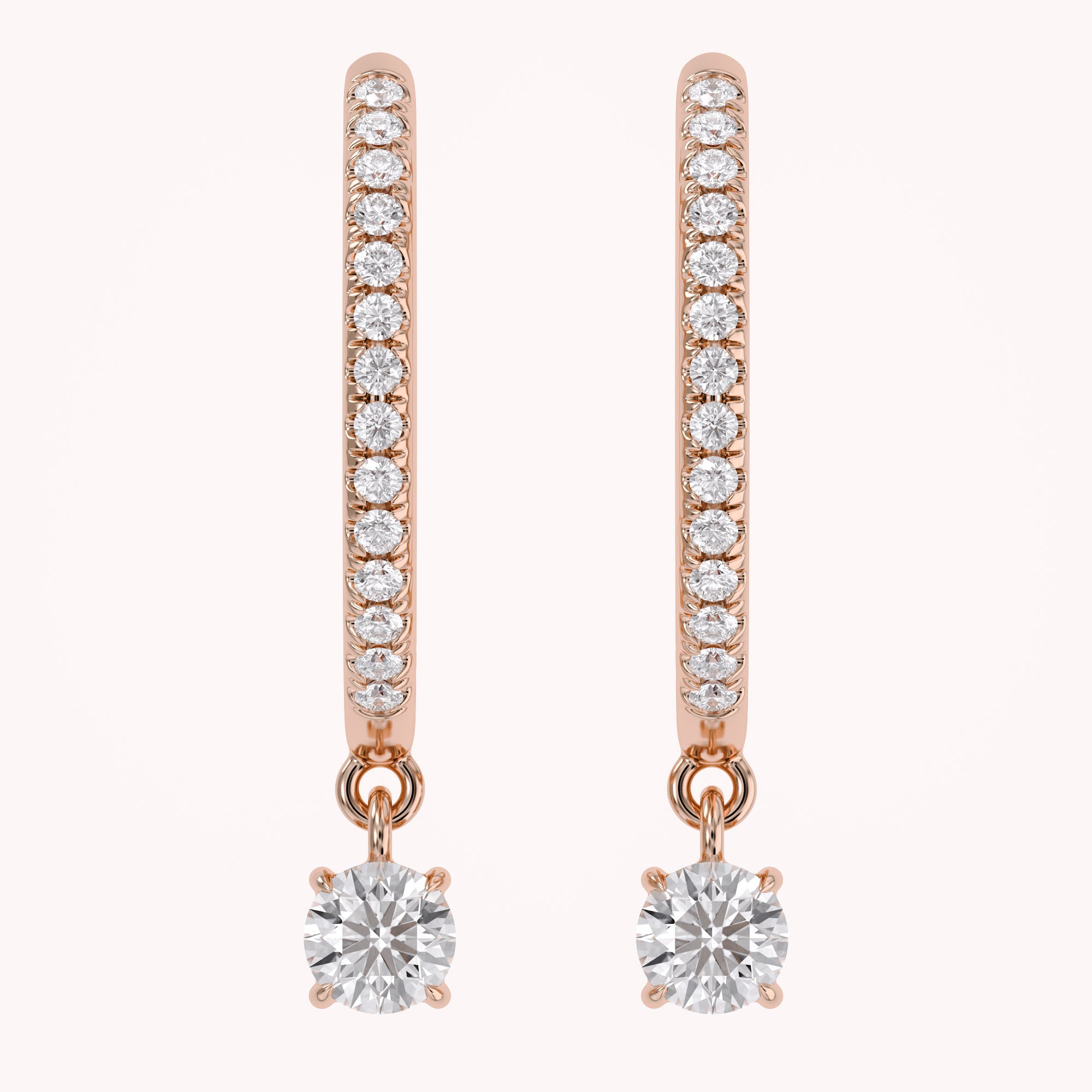 0.25 CTT  Round Lab Grown Diamond Dangle Drop Huggie Hoop Earrings