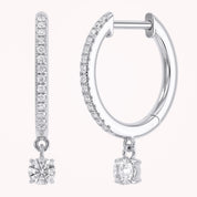 0.25 CTT  Round Lab Grown Diamond Dangle Drop Huggie Hoop Earrings