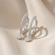 0.25 CTT  Round Lab Grown Diamond Dangle Drop Huggie Hoop Earrings