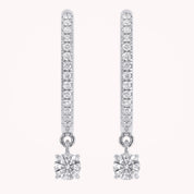 0.25 CTT  Round Lab Grown Diamond Dangle Drop Huggie Hoop Earrings