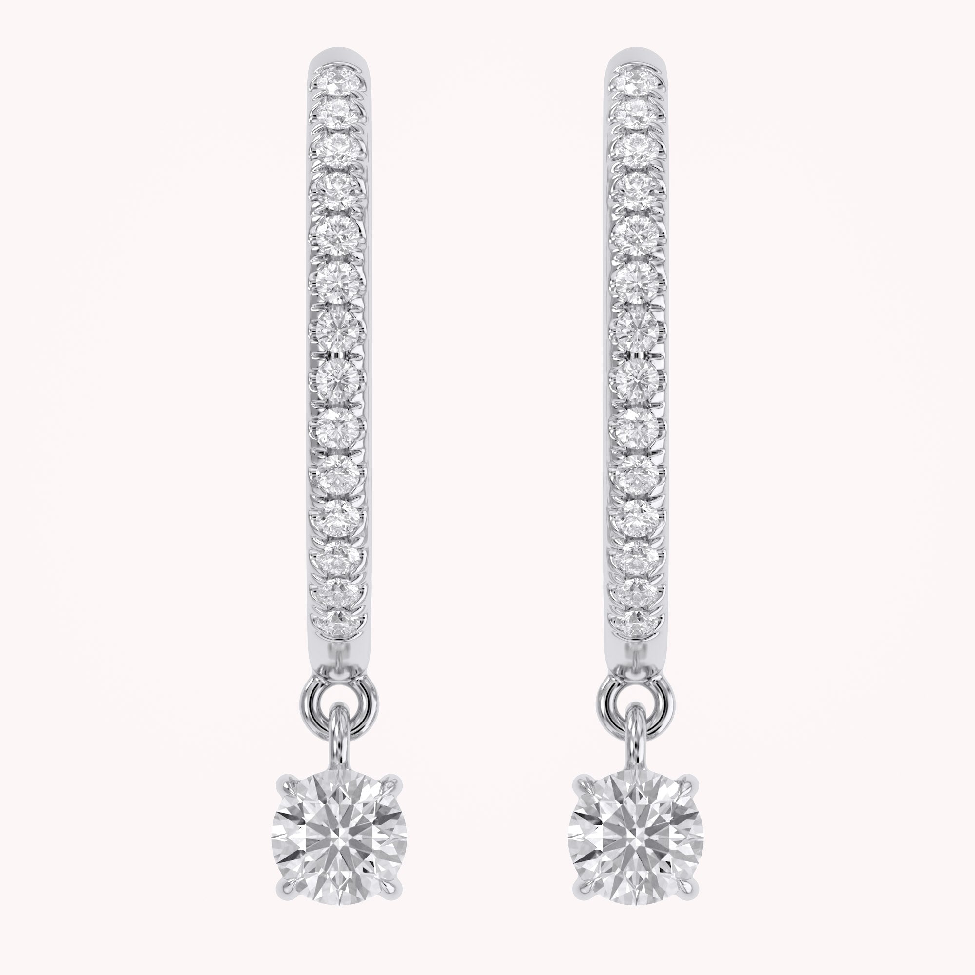 0.25 CTT  Round Lab Grown Diamond Dangle Drop Huggie Hoop Earrings