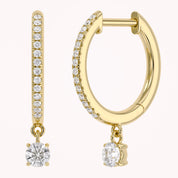 0.25 CTT  Round Lab Grown Diamond Dangle Drop Huggie Hoop Earrings