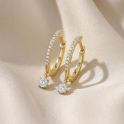 0.25 CTT  Round Lab Grown Diamond Dangle Drop Huggie Hoop Earrings