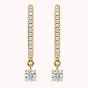 0.25 CTT  Round Lab Grown Diamond Dangle Drop Huggie Hoop Earrings