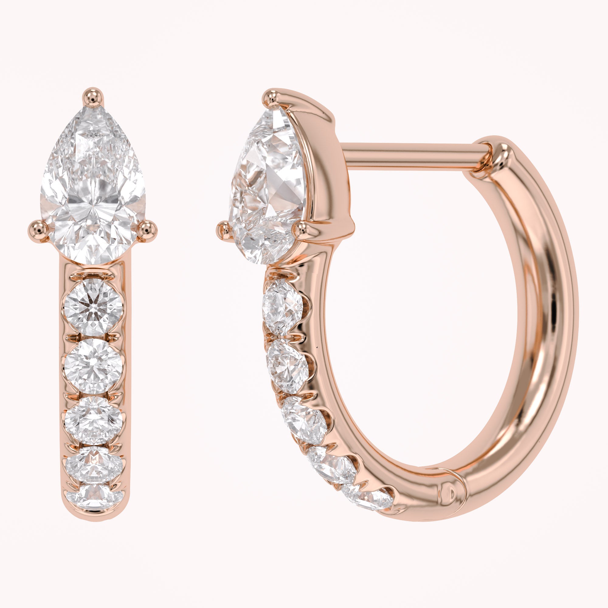 Pear Cut Lab Grown Diamond Hoop Earrings