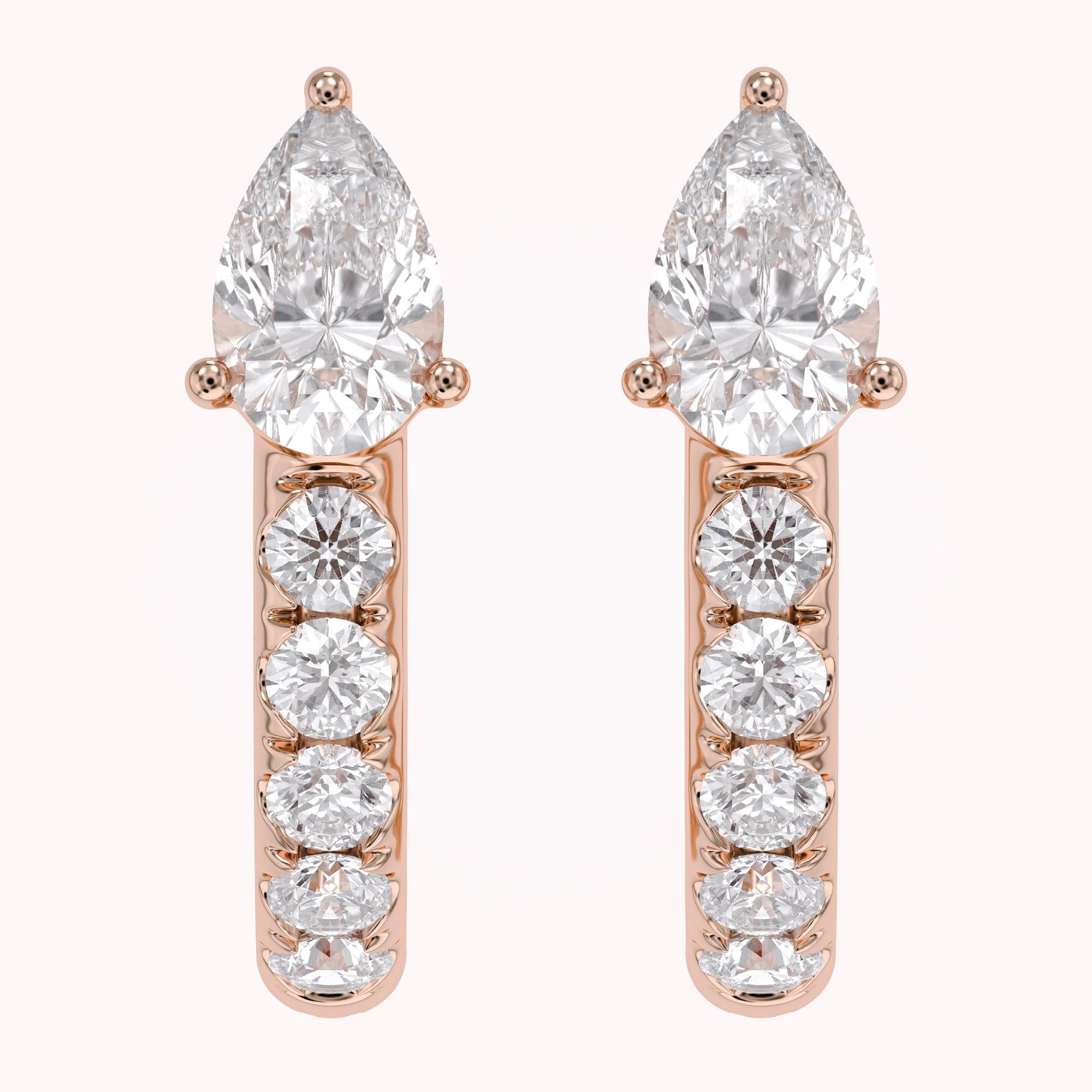 Pear Cut Lab Grown Diamond Hoop Earrings