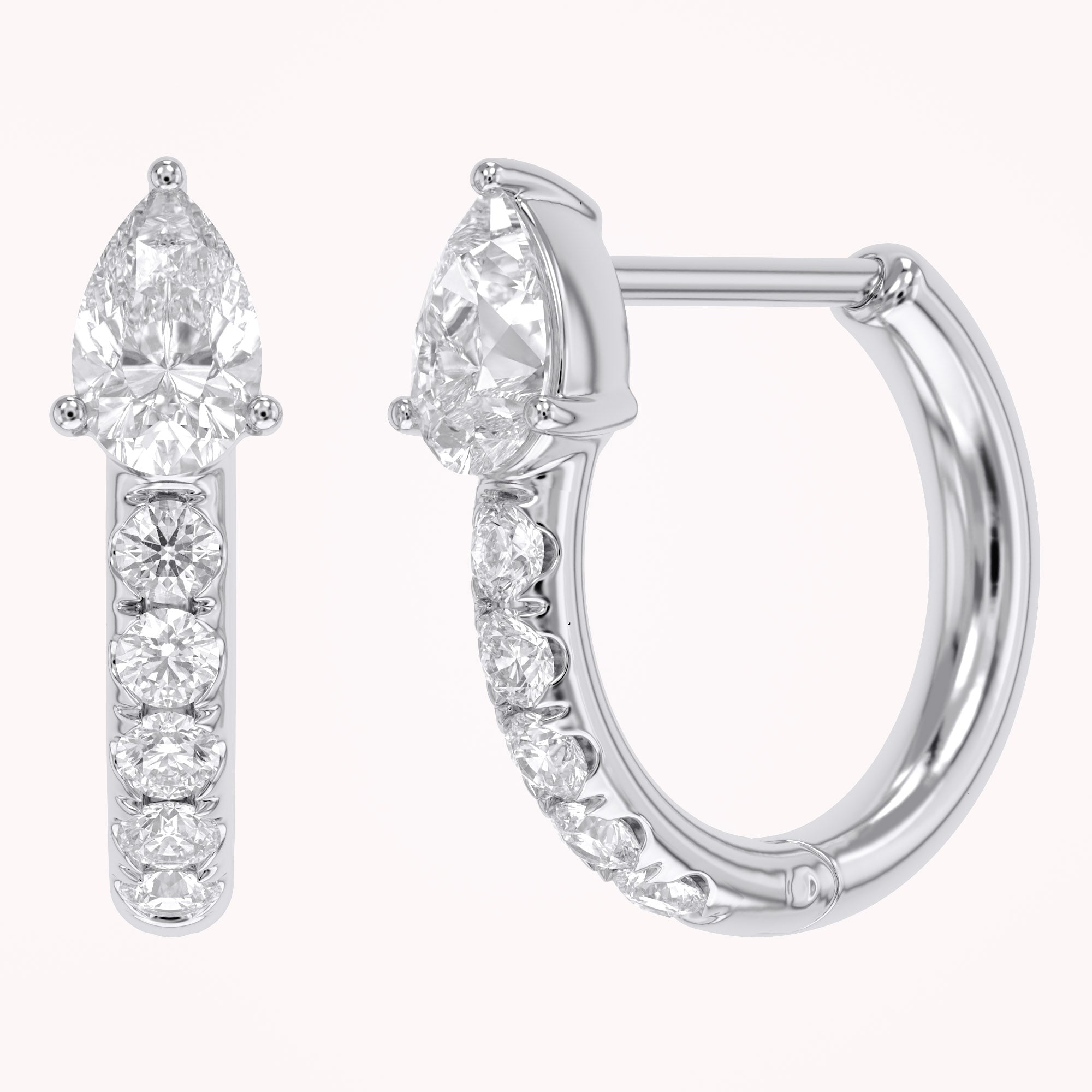 Pear Cut Lab Grown Diamond Hoop Earrings