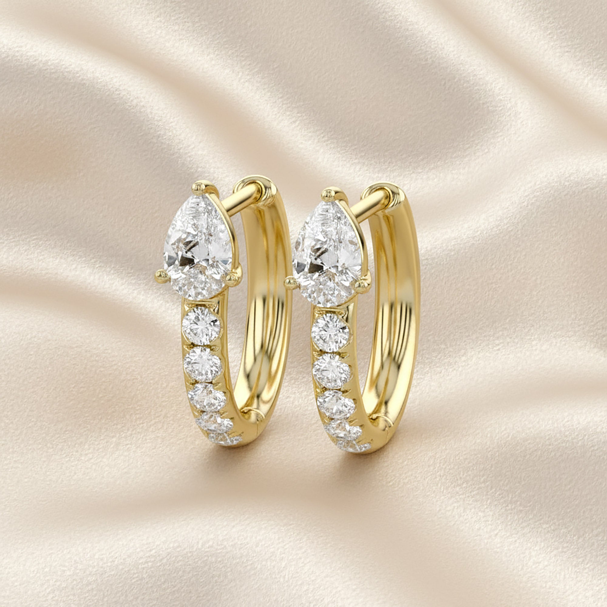 Pear Cut Lab Grown Diamond Hoop Earrings