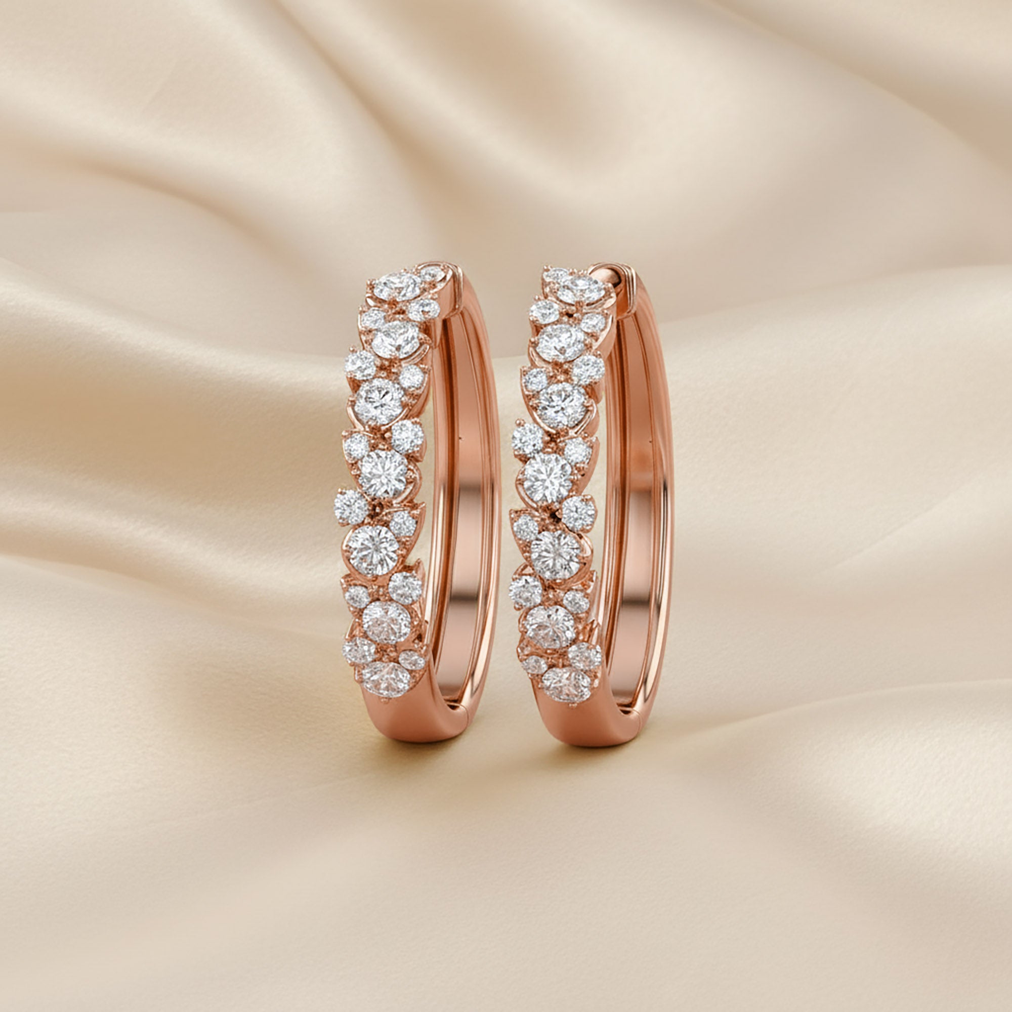 Round Cut Lab Grown Diamond Hoop Earrings