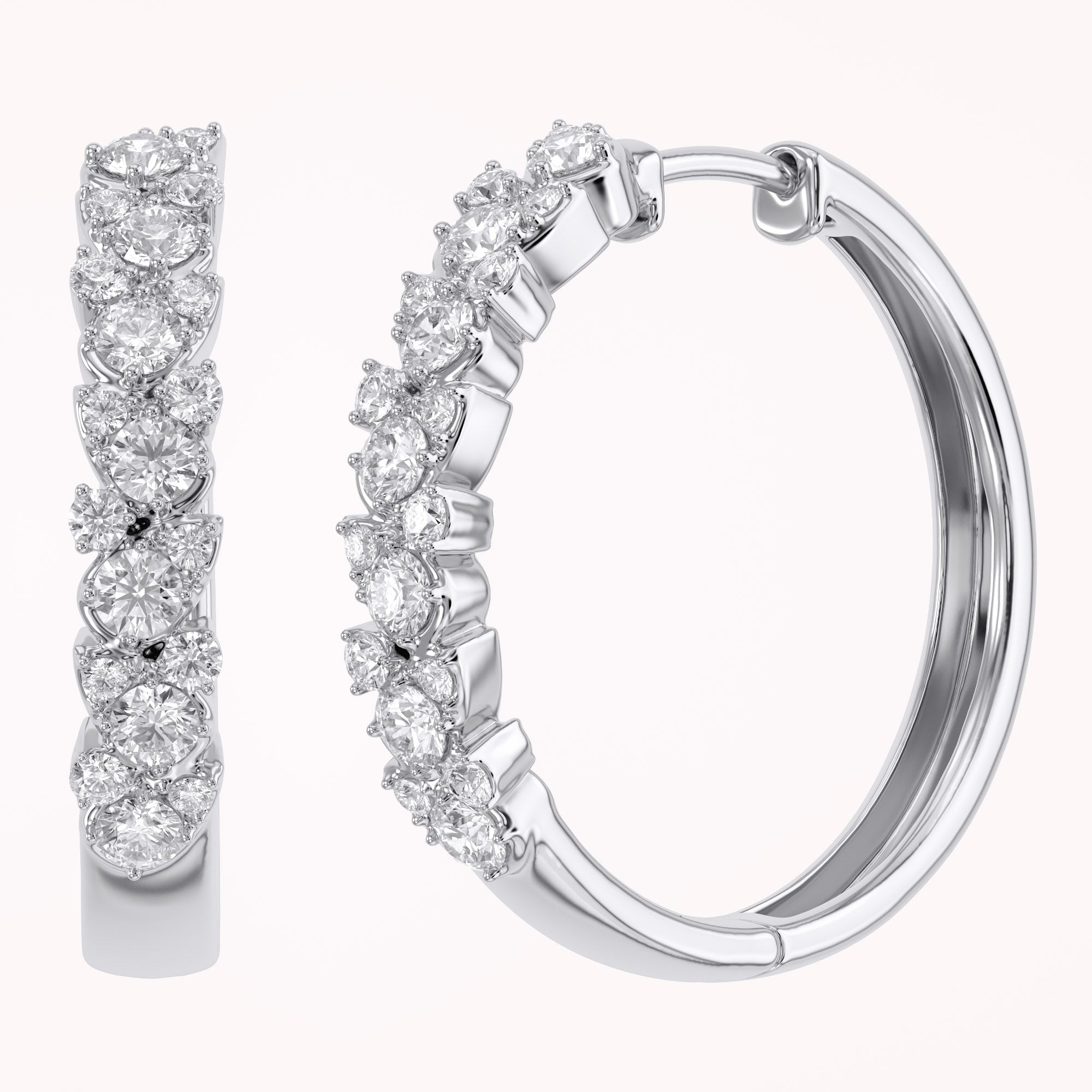 Round Cut Lab Grown Diamond Hoop Earrings