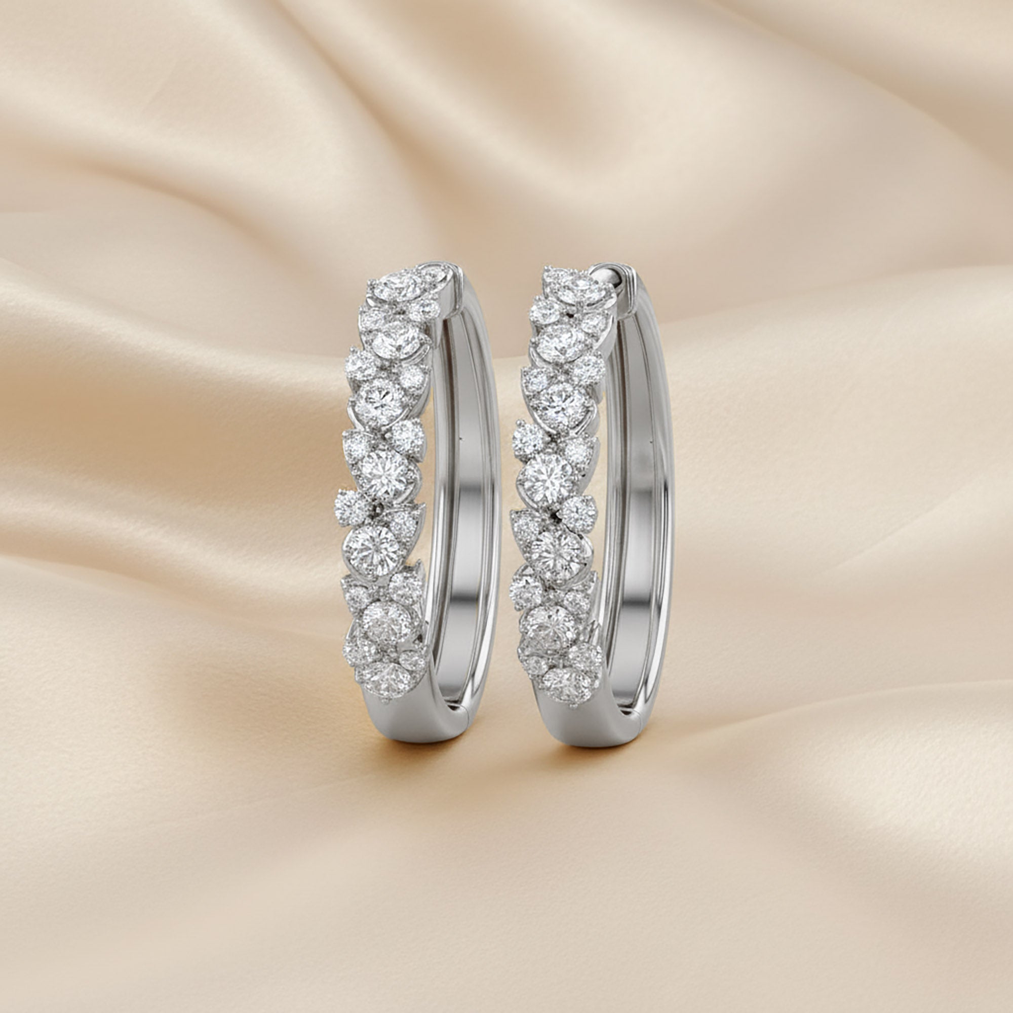 Round Cut Lab Grown Diamond Hoop Earrings