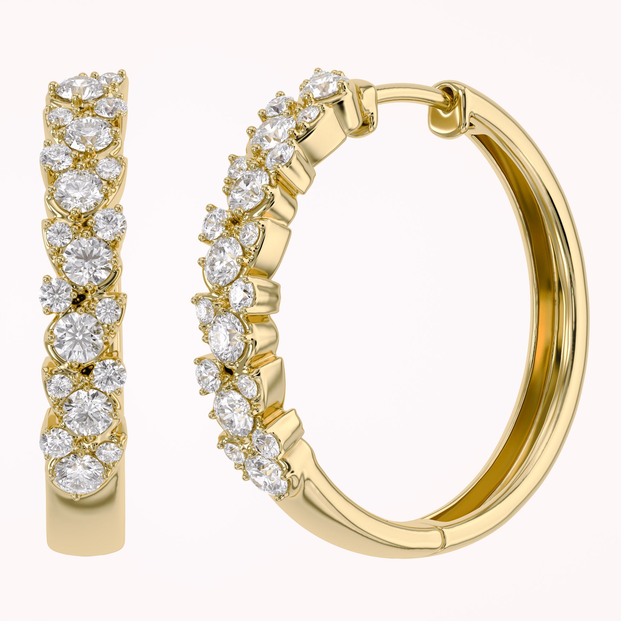 Round Cut Lab Grown Diamond Hoop Earrings