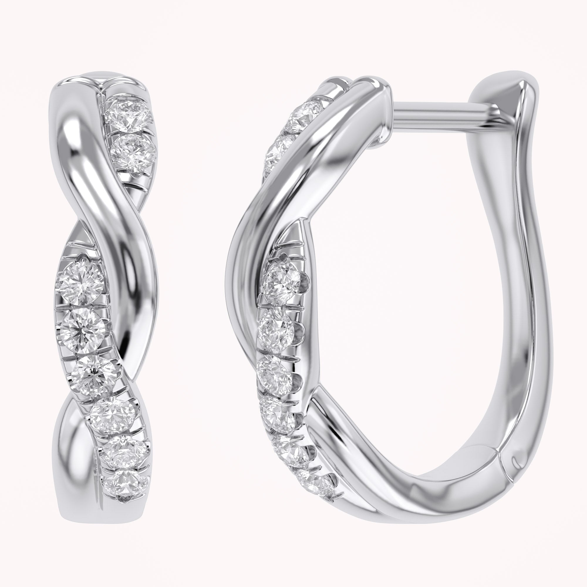 Twisted Lab Grown Diamond Hoop Earrings
